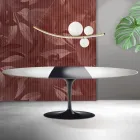 Saarinen Tulip Table H 74 cm Extendable in White Florim Ceramic - Scarlet Viadurini