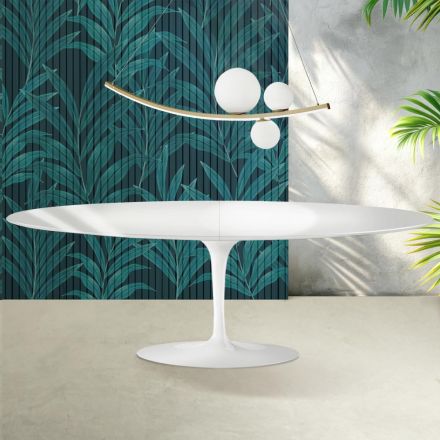 Saarinen Tulip Table H 74 cm Extendable in Florim Ceramic Gloss White - Scarlet Viadurini