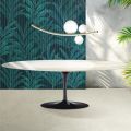 Saarinen Tulip Table H 74 cm Extendable in Florim Calacatta Gold Gloss Ceramic - Scarlet