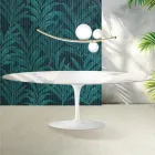 Saarinen Tulip Table H 74 cm Extendable in Florim Statuario Glossy Ceramic - Scarlet Viadurini