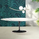 Saarinen Tulip Table H 74 cm Extendable in Florim Statuario Glossy Ceramic - Scarlet Viadurini