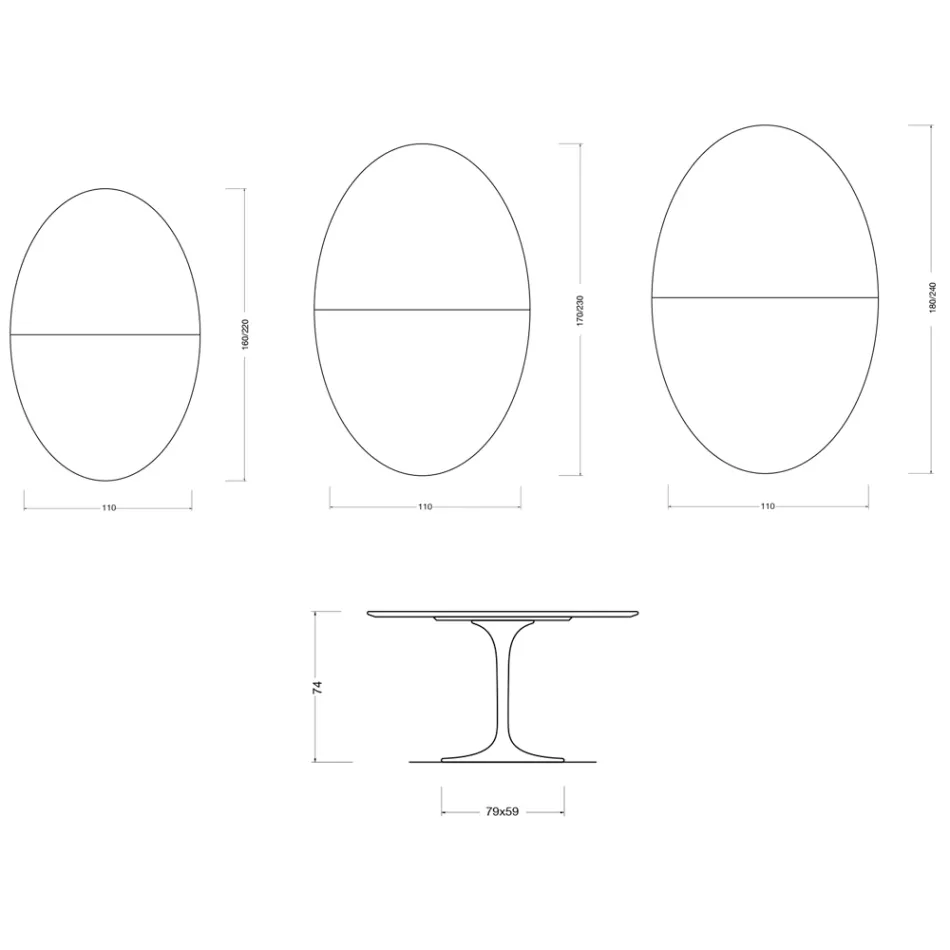Saarinen Tulip Table H 74 cm Extendable in Florim Statuario Glossy Ceramic - Scarlet Viadurini