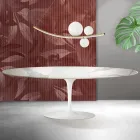 Saarinen Tulip Table H 74 cm Extendable in Florim Statuario Matte Ceramic - Scarlet Viadurini