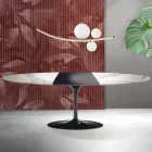 Saarinen Tulip Table H 74 cm Extendable in Florim Statuario Matte Ceramic - Scarlet Viadurini