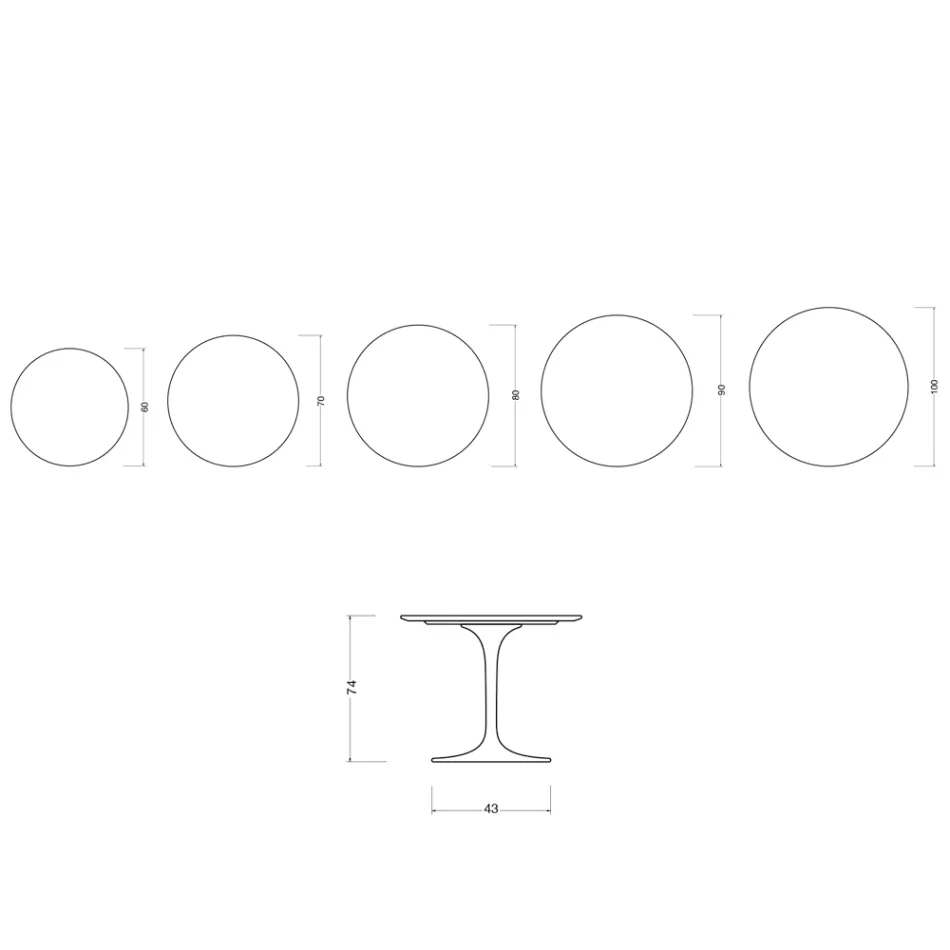 Saarinen Tulip Table H 74 cm in Matt White Florim Ceramic - Scarlet Viadurini