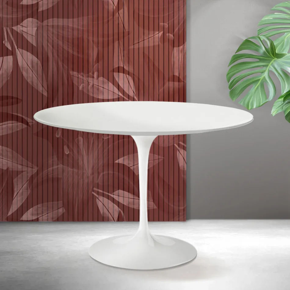 Saarinen Tulip Table H 74 cm in Matt White Florim Ceramic - Scarlet Viadurini