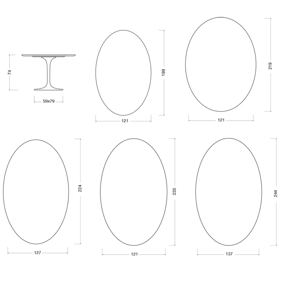 Saarinen Tulip Table H 74 cm in Glossy White Florim Ceramic - Scarlet Viadurini