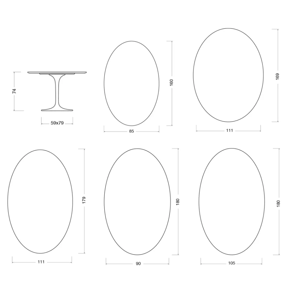 Saarinen Tulip Table H 74 cm in Florim Calacatta Gold Matt Ceramic - Scarlet Viadurini