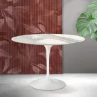 Saarinen Tulip Table H 74 cm in Matt Florim Statuario Ceramica - Scarlet Viadurini