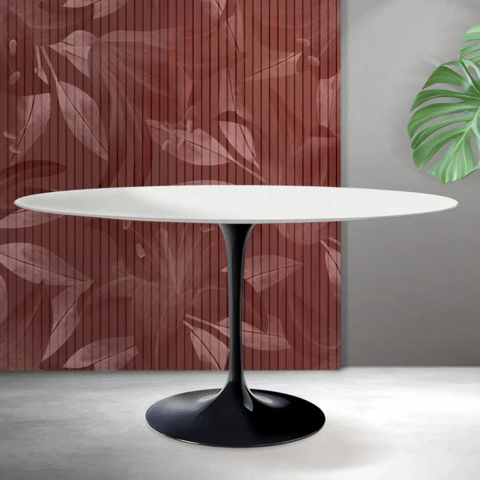 Tulip Saarinen Table H 74 cm Round in White Florim Ceramic - Scarlet Viadurini