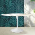 Saarinen Tulip Table H 74 cm Round in Florim Calacatta Gold Gloss Ceramic - Scarlet