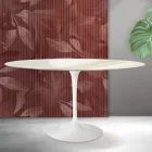 Saarinen Tulip Table H 74 cm Round in Florim Calacatta Gold Matt Ceramic - Scarlet Viadurini