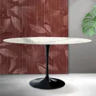 Saarinen Tulip Table H 74 cm Round in Florim Statuario Matte Ceramic - Scarlet Viadurini