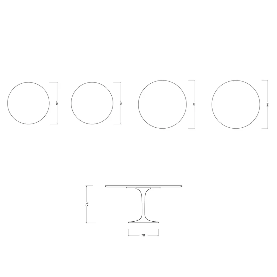 Saarinen Tulip Table H 74 cm Round in Florim Statuario Matte Ceramic - Scarlet Viadurini