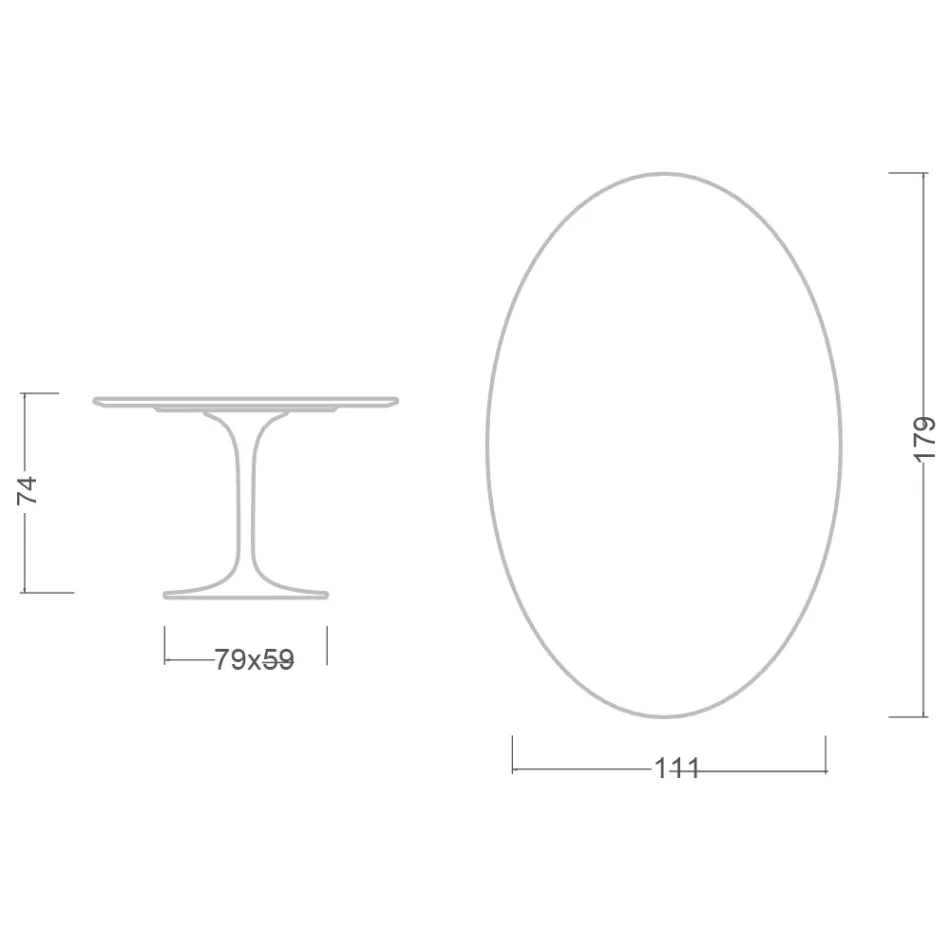 Tulip Table Saarinen H 74 with Oval Top in Carrara Marble Made in Italy - Scarlet Viadurini