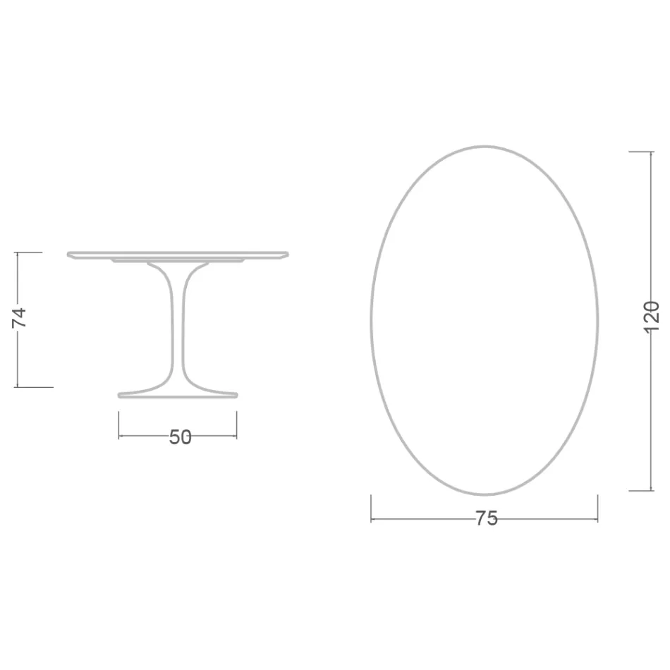 Tulip Table Saarinen H 74 with Oval Top in Carrara Marble Made in Italy - Scarlet Viadurini