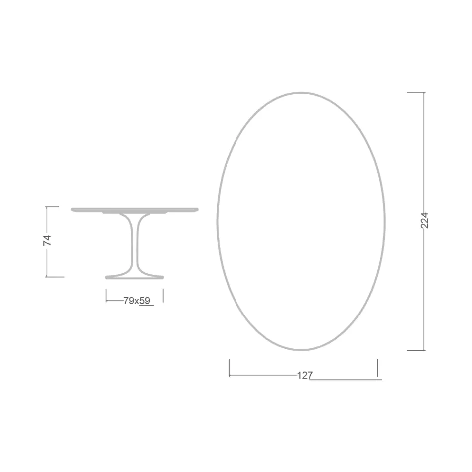 Tulip Table Saarinen H 74 Oval in Carrara Marble Statuarietto Made in Italy - Scarlet Viadurini