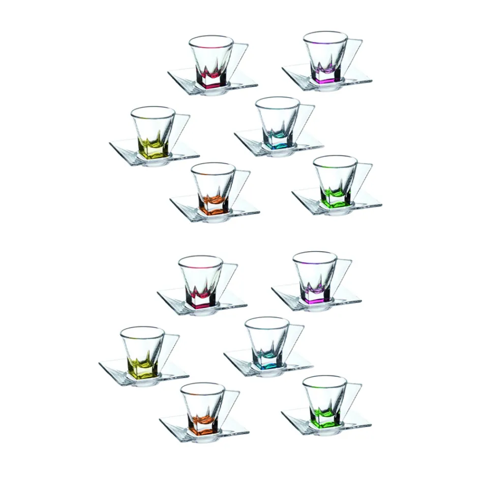 Transparent or Colored Crystal Ecological Coffee Cups 12 Pieces - Amalgam Viadurini