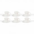 Tea Cups in White Porcelain Decorated 6 Pieces Shabby Design - Rafiki