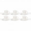 Tea Cups in White Porcelain Decorated 6 Pieces Shabby Design - Rafiki