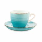 Coffee Cups with Saucer in Colored Hand Painted Stoneware 12 Pcs - Abruzzo Viadurini