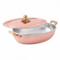Hand Tinned Copper Oval Design Pan with Lid 27x20 cm - Mariachiara