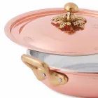 Round Design Tinned Copper Pan with Lid 20 cm - Mariastella Viadurini