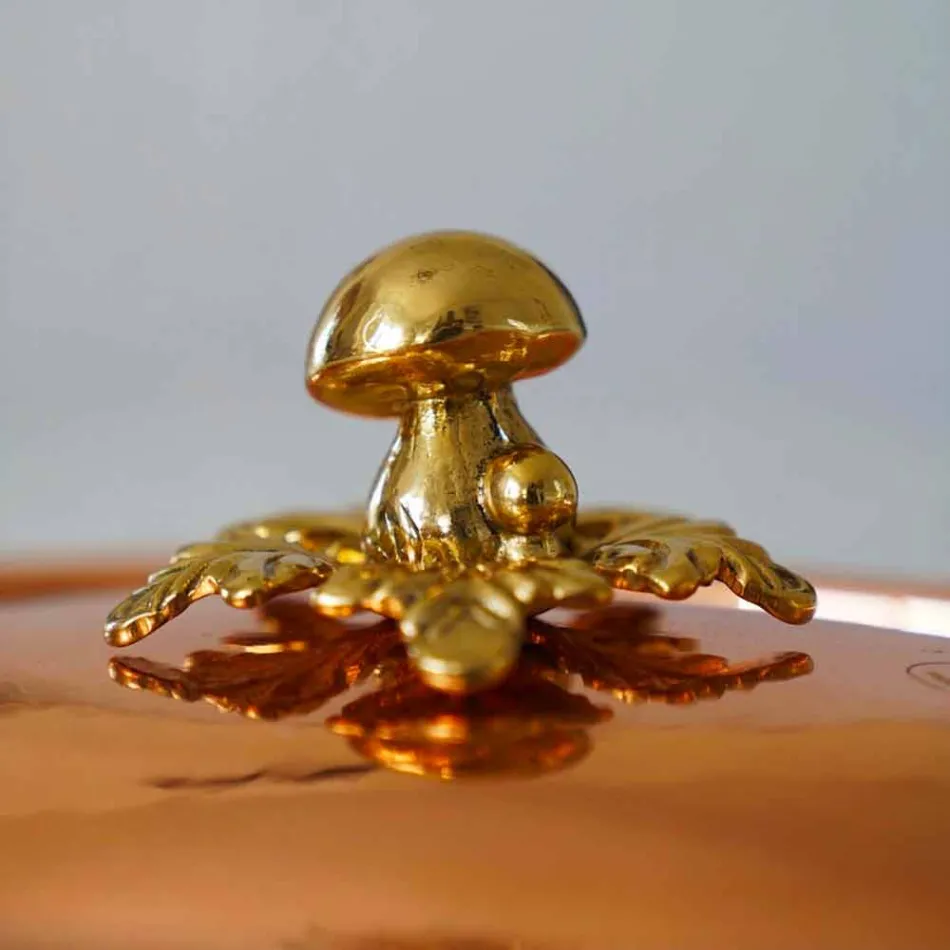 Round Design Tinned Copper Pan with Lid 20 cm - Mariastella Viadurini