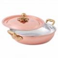 Round Design Hand Tinned Copper Pan with Lid 24 cm - Mariastella