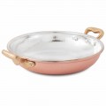 Round Hand Tinned Copper Pan 2 Handles and Lid 32 cm - Giangiorgio
