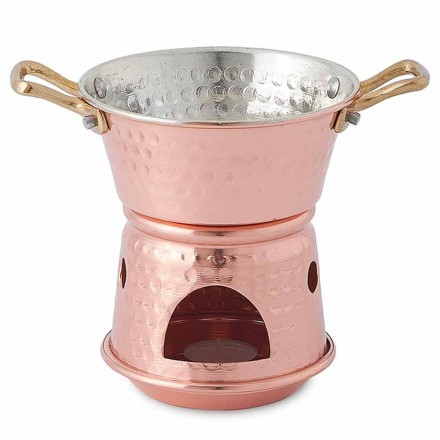 Hand Tinned Copper Sauce Pan with Handles and Base 14 cm - Gianmatteo Viadurini
