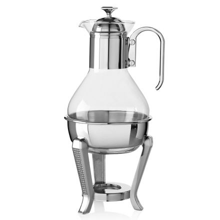 Teapot in Silver Metal and Luxury Design Glass with Glitter - Sbrillo Viadurini