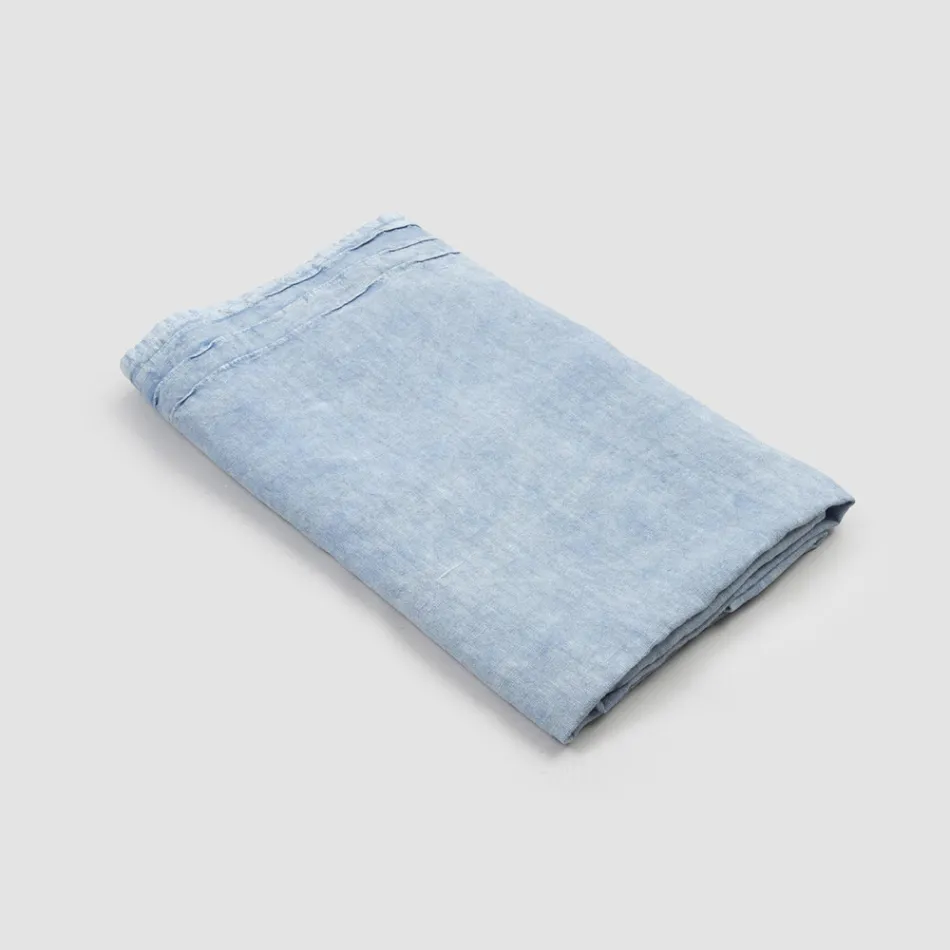 Italian Luxury Design Light Blue Heavy Linen Bath Towel - Jojoba Viadurini
