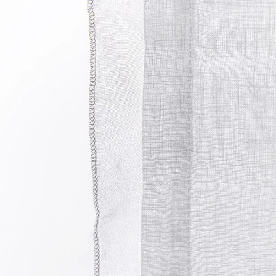 Glass Curtain with Linen Gauze and White Organza Elegant Design - Tapioca Viadurini