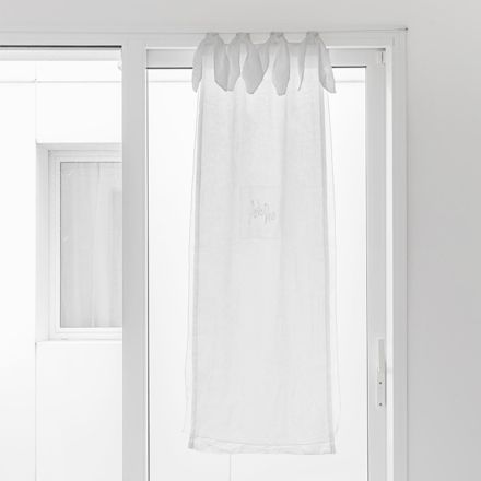 Glass Curtain with Linen Gauze and White Organza Elegant Design - Tapioca Viadurini