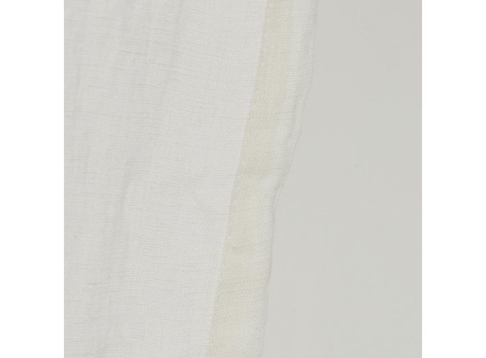 White Light Linen Curtain with Italian Luxury Design Buttons - Geogeo Viadurini