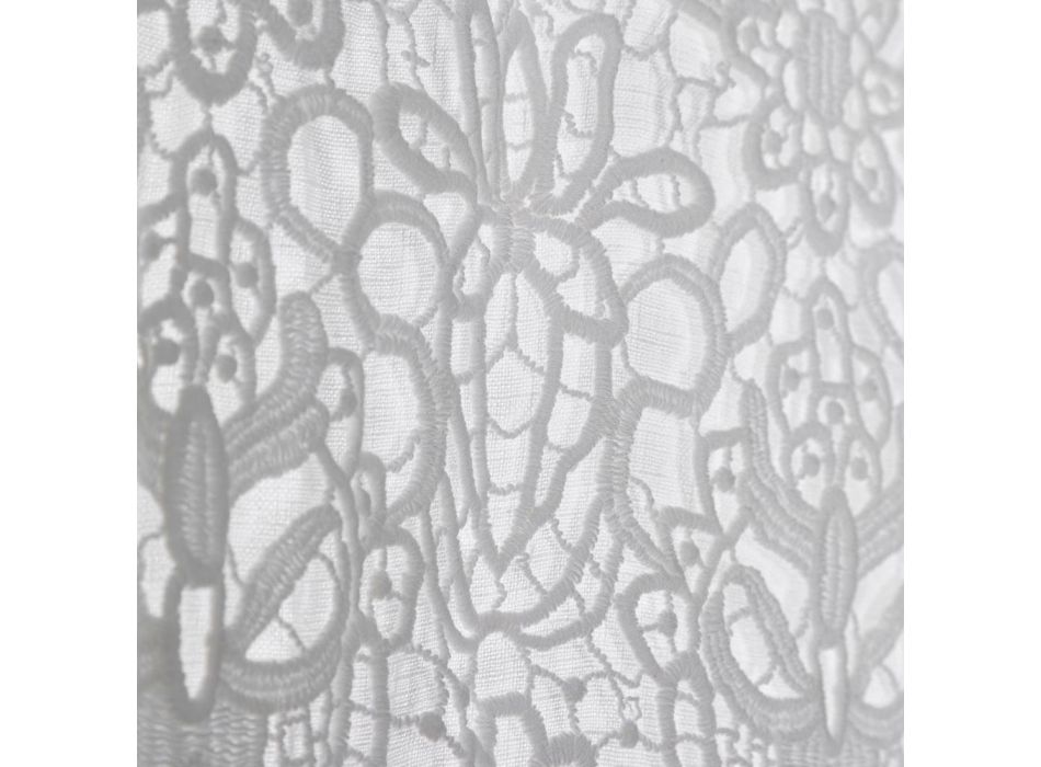 White Light Linen Curtain with Lace Elegant Design Made in Italy - Geogeo Viadurini