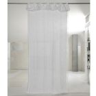 White Curtain in Linen Gauze and Organza with Elegant Rose Embroidery - Mariarosa Viadurini