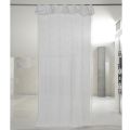 White Linen and Organza Curtain with Elegant Rose Embroidery - Mariarosa