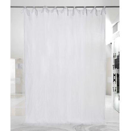 Curtain in White or Retro Light Linen and Organza with Luxury Ties - Karnak Viadurini