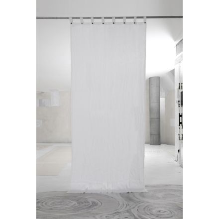 White Heavy Linen Curtain with Buttons Luxury Italian Quality - Gorgia Viadurini