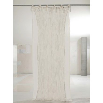Curtain in Memory Effect Fabric and Double Linen Gauze 3 Finishes - Memory Viadurini