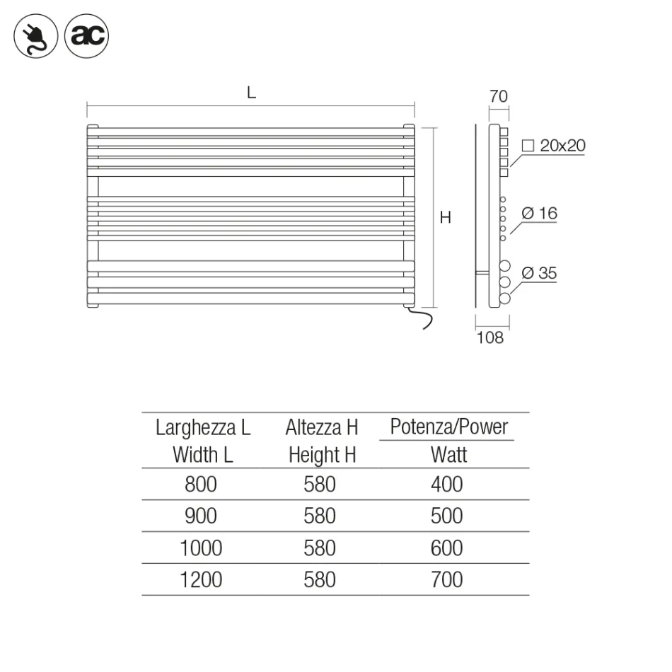 Electric Radiator with Three Groups of Made in Italy Elements - Ardore Viadurini