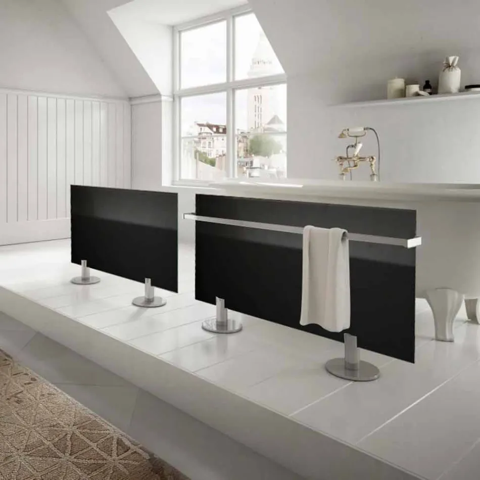 Modern design floor-mounted electric radiator in black Star glass Viadurini