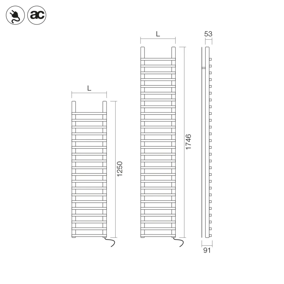 Ignis Brown and Copper Carbon Steel Electric Radiator Made in Italy Viadurini