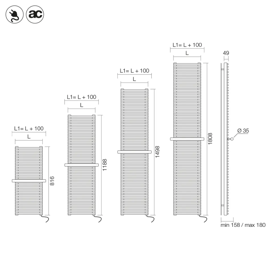 Electric Steel Radiator in Various Sizes Made in Italy - Brace Viadurini