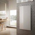 Modern design electric radiator Star, white glass, made in Italy