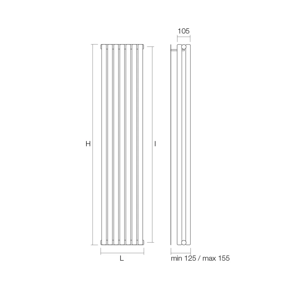 Hydraulic radiator with horizontal collectors and vertical pipes - Colomba Viadurini
