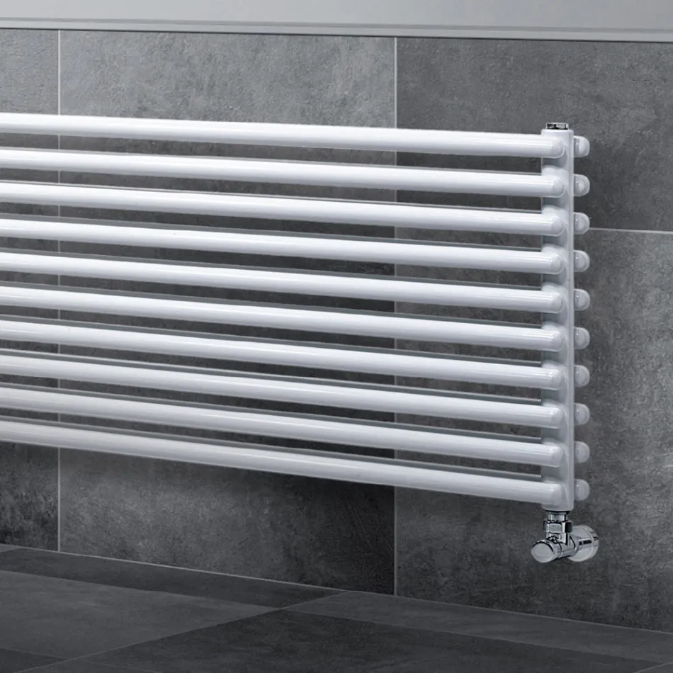 Hydraulic Radiator with Double Series of Horizontal Elements Made in Italy - Strega Viadurini