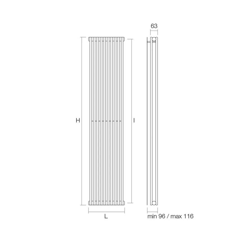 Hydraulic radiator with Double Series of Vertical Elements Made in Italy - Pasticcio Viadurini